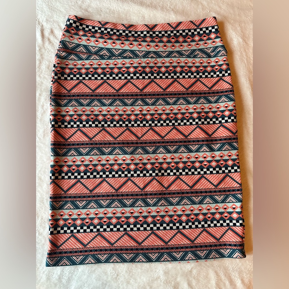 LuLaRoe Geometric Patterned Bright Colored Skirt Womens Large